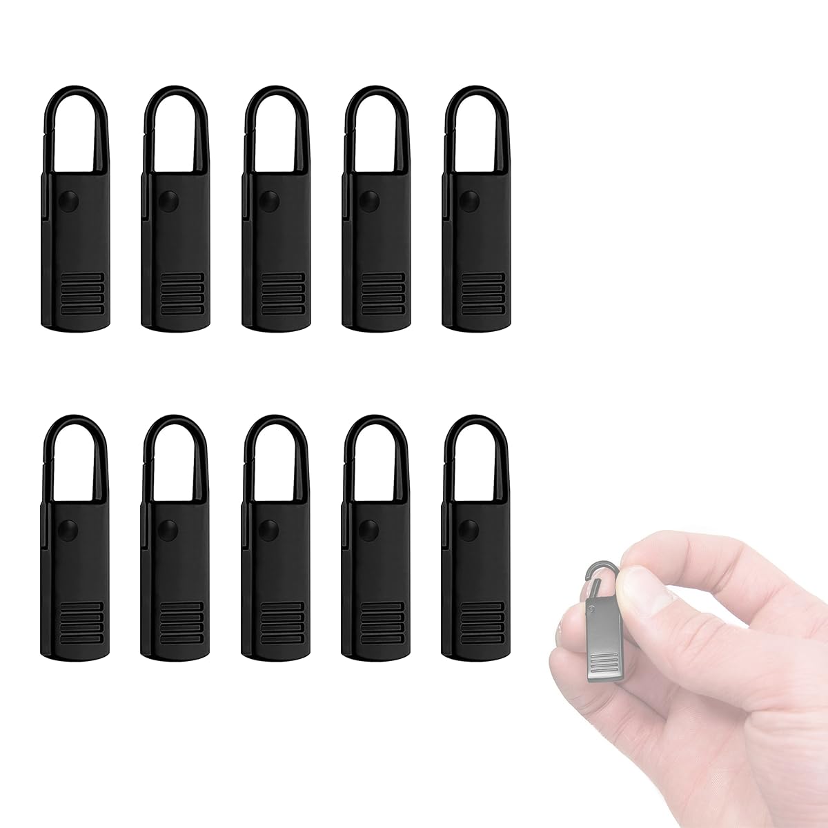 HASTHIP 10pcs Zipper Pulls Tabs Replacement, Detachable Metal Zipper Pull, Quick Release Black Zipper Puller Repair Kit for Jackets Jeans Boots Backpacks Suitcases Purses HASTHIP 10pcs Zipper Pulls Tabs Replacement, Detachable Metal Zipper Pull, Quick Release Black Zipper Puller Repair Kit for Jackets Jeans Boots Backpacks Suitcases Purses